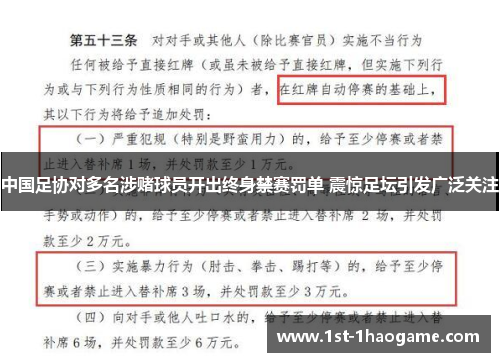 中国足协对多名涉赌球员开出终身禁赛罚单 震惊足坛引发广泛关注